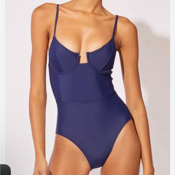 NEW Solid & Striped size L The Veronica One-Piece Swimsuit Navy Blue - Picture 1 of 9